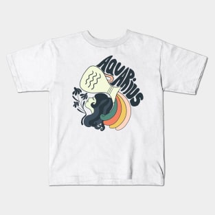 70s Aquarius Horoscope Illustration Kids T-Shirt